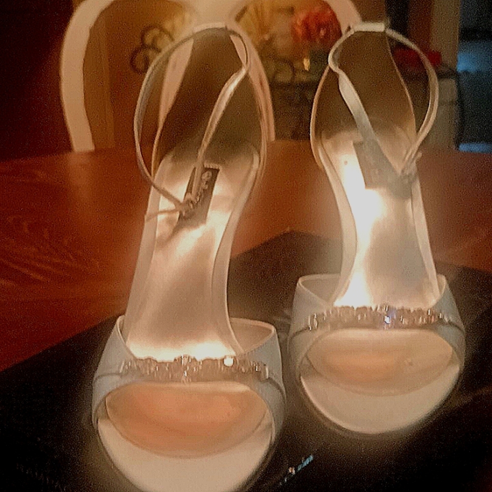 Sky Blue Evening Ankle Strap Sandals with Crystals